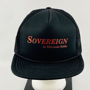Vintage Sovereign by Wisconsin Robin Trucker Hat Snapback‎ Black Mesh Adjustable